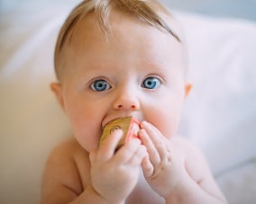 bebé comiendo galletas