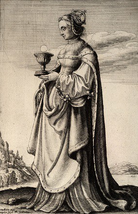 Retrato en blanco y negro de Santa Bárbara