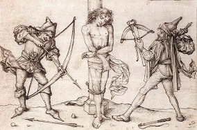 san sebastián luchando contra sus enemigos